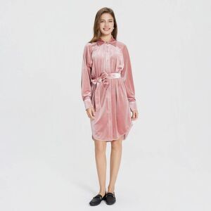 Universal Thread - Women's Long Sleeve Velvet Midi Shirtdress - Unive Pink